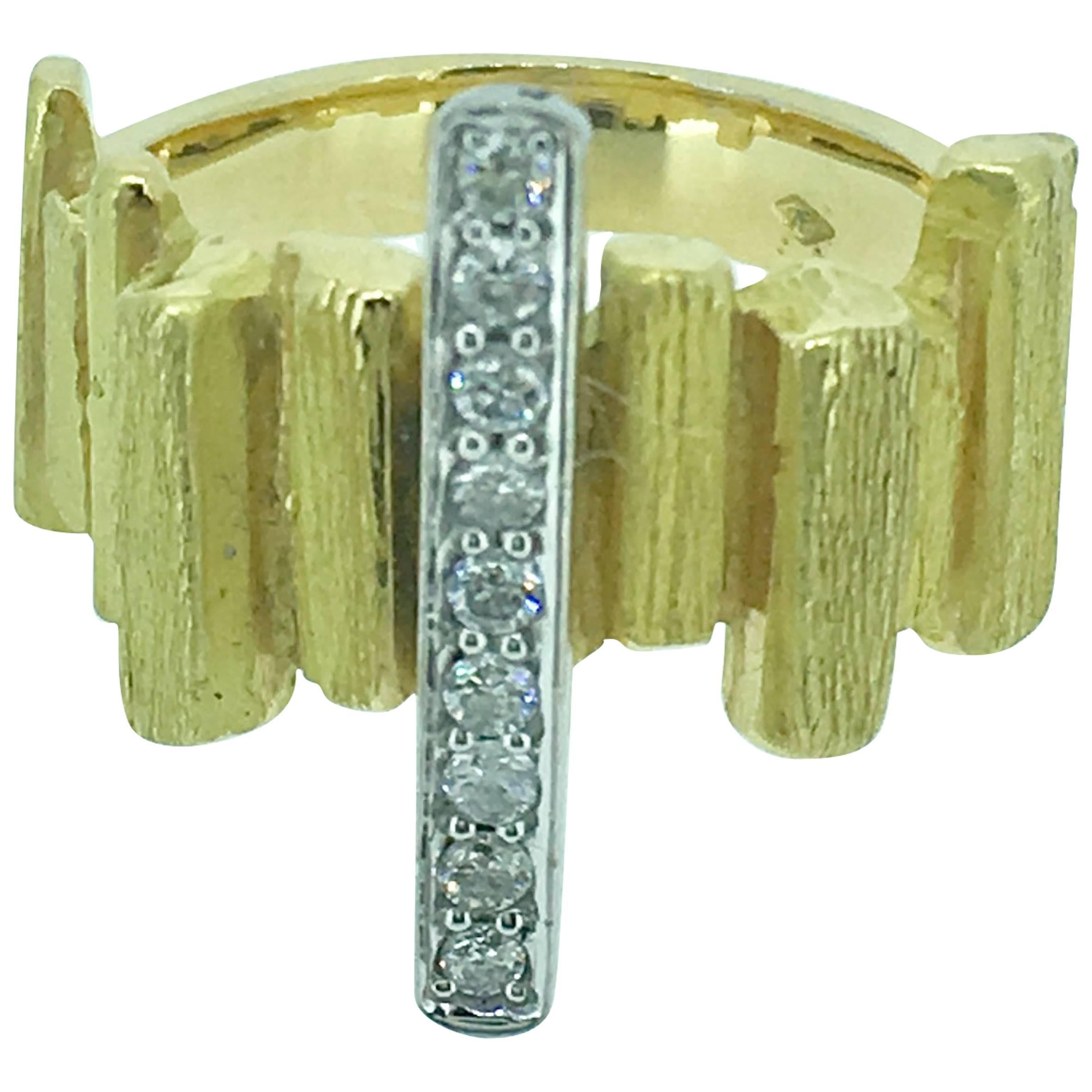 S. Van Giel Modern Gold and Diamond Ring For Sale