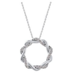 TJD 0.10 Carat Natural Round Diamond Open Circle Pendant in 18KT White Gold