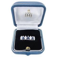 Birks Blue Sapphire Diamond and Platinum Ring