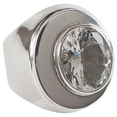 Oval Silver Topaz Bezel Set in Handmade Sterling Silver Ring 9