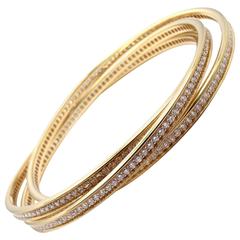 Cartier Trinity Diamond Gold Bangle Bracelet