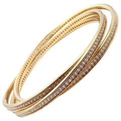 Vintage Cartier Trinity Diamond Gold Bangle Bracelet