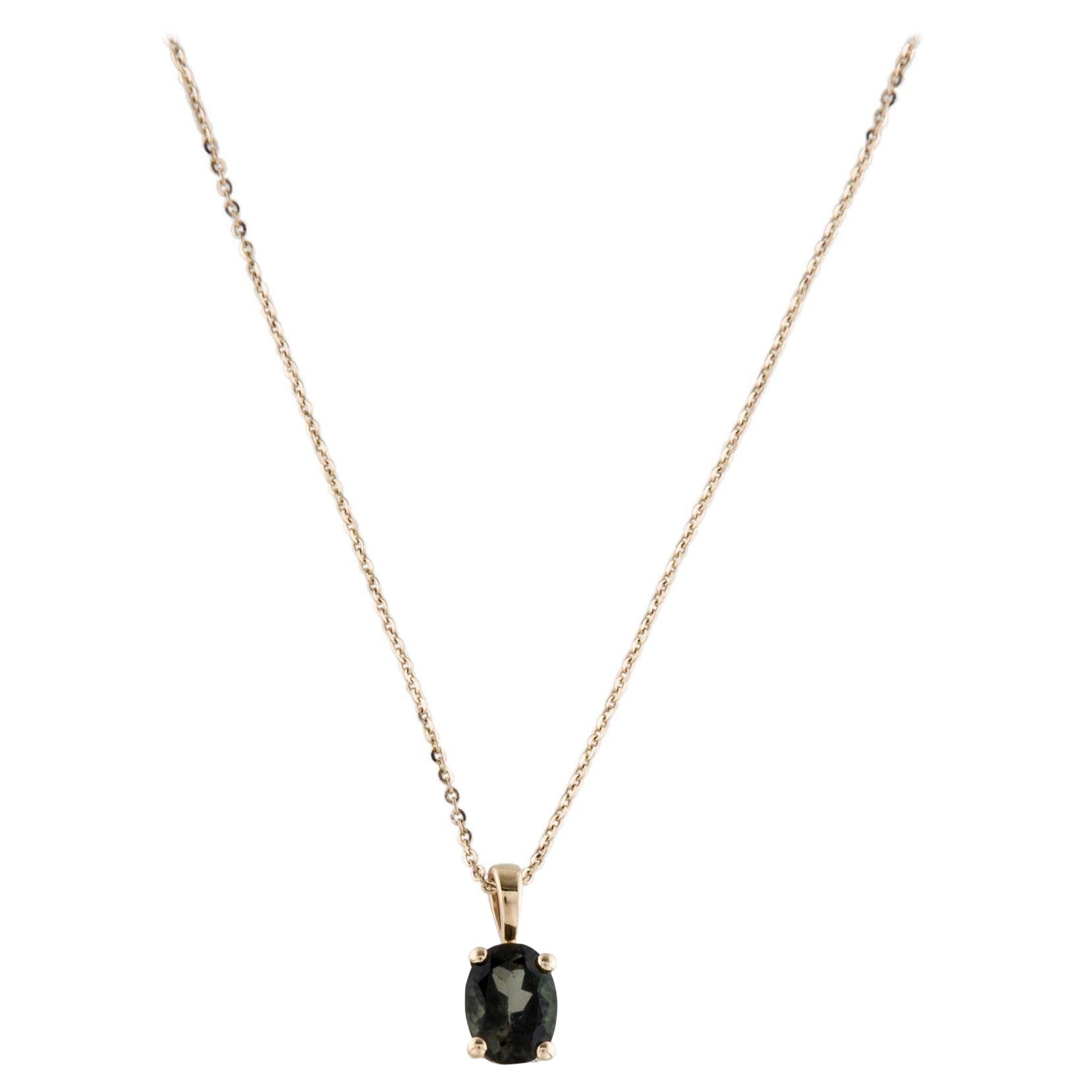 14K 1.27ctw Tourmaline Pendant Necklace - Exquisite Gemstone Statement Piece For Sale