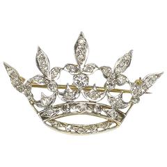 Antique Diamond Crown Brooch