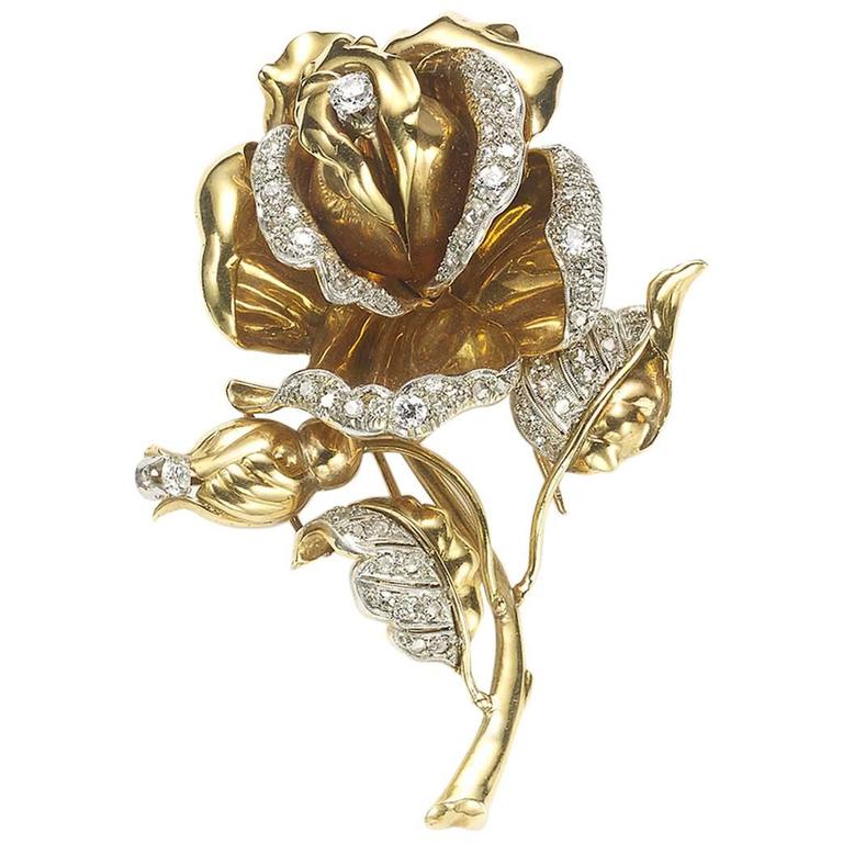 Rose Brooch at 1stDibs