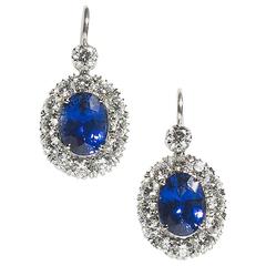 Sapphire Diamond Cluster Earrings 6