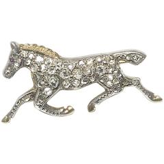 Antique Diamond Horse Brooch 