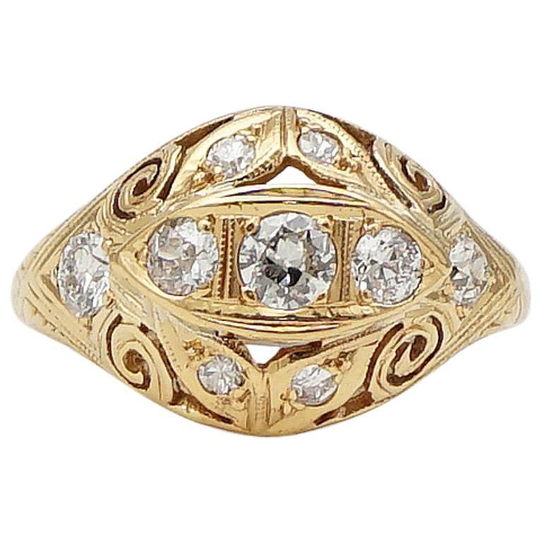 Scroll Work Rings Scroll Work Diamond Dome Ring at 1stDibs