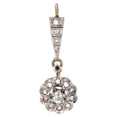 20th Century Diamond 18 Karat Yellow White gold Flower Pendant