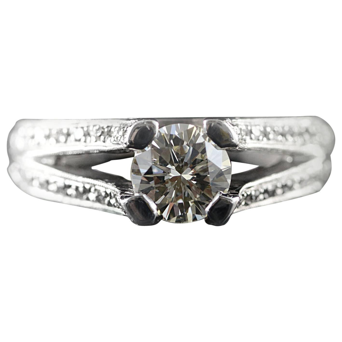 Modern Split Shank Diamond Engagement Ring For Sale