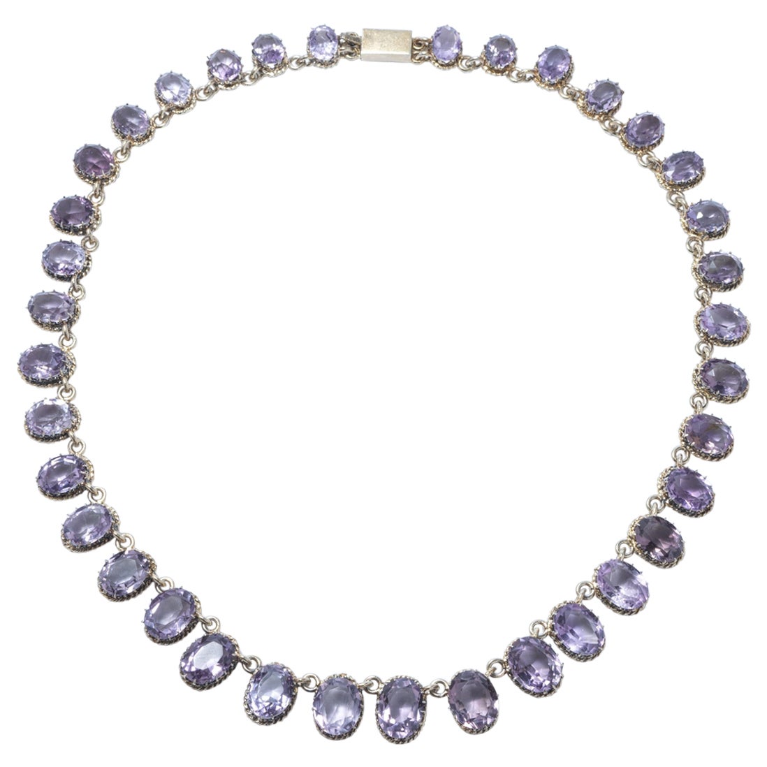 Antique necklace. Gilt silver with amethysts. 19th c For Sale