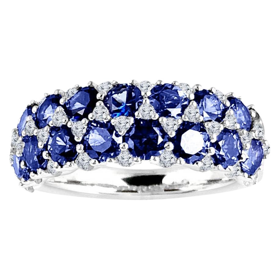 Bague fantaisie saphir bleu 2,58 carats et diamant naturel 0,38 carats ref1236 en vente