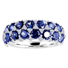 Bague fantaisie saphir bleu 2,58 carats et diamant naturel 0,38 carats ref1236
