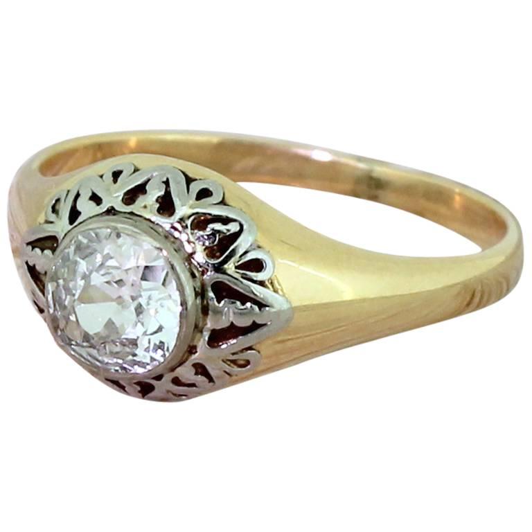 Art Deco 0.80 Carat Old Cut Diamond Solitaire Ring, circa 1940 For Sale