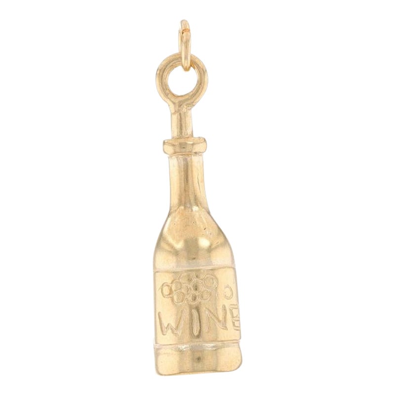 Yellow Gold Wine Bottle Charm - 14k Vino Sommelier's Gift For Sale