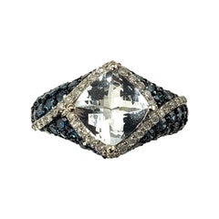 14K White Gold White Topaz Diamond Ring Size 7 #15753