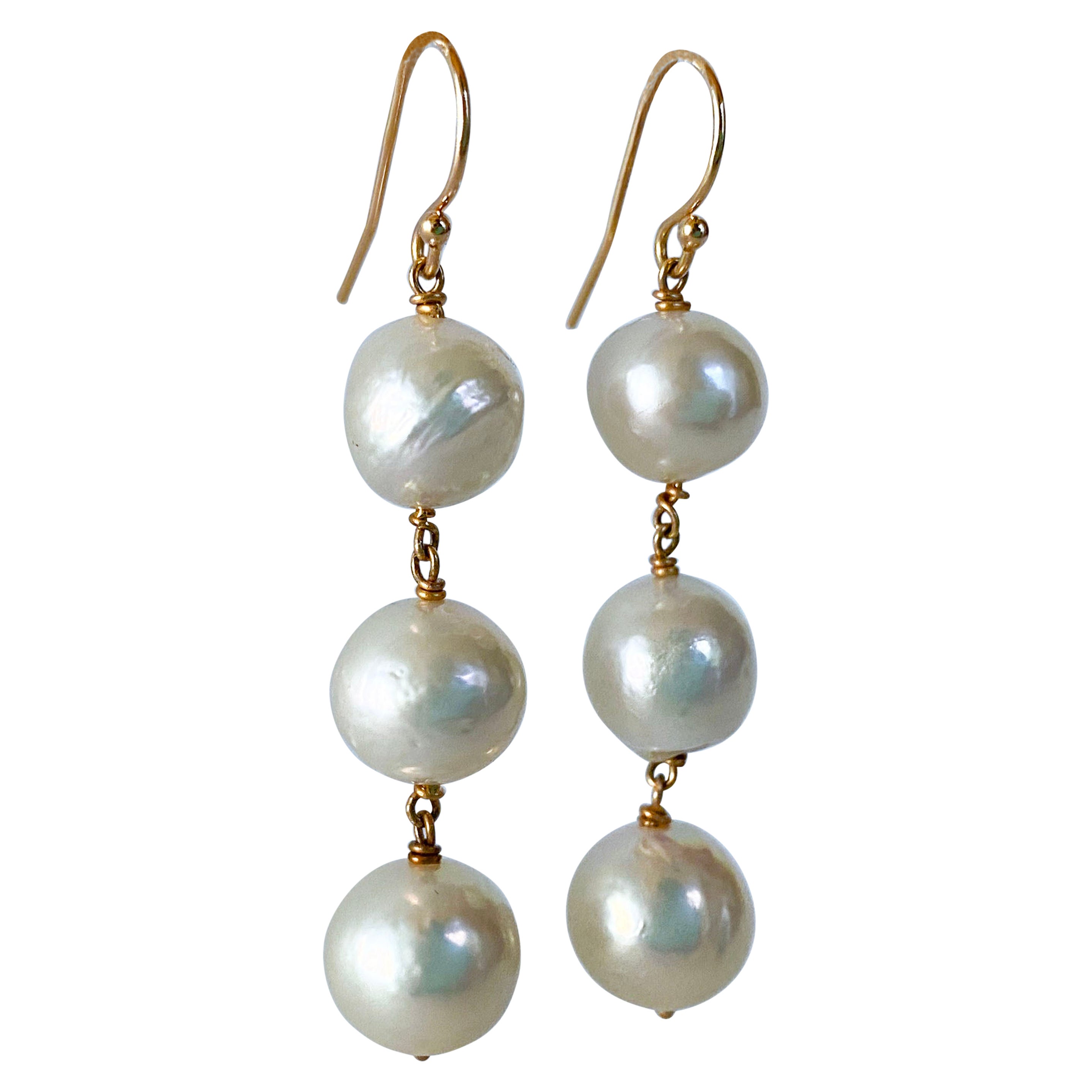 Marina J. Pearl & Solid 14k Yellow Gold Earrings  For Sale