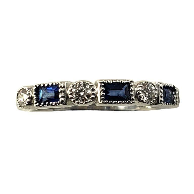 14K White Gold Sapphire and Diamond Ring Size 5.75 #15264