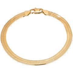 Antique Mid Century 14 Karat Gold Designer 7 Inch Long 023 Inch Wide Bracelet
