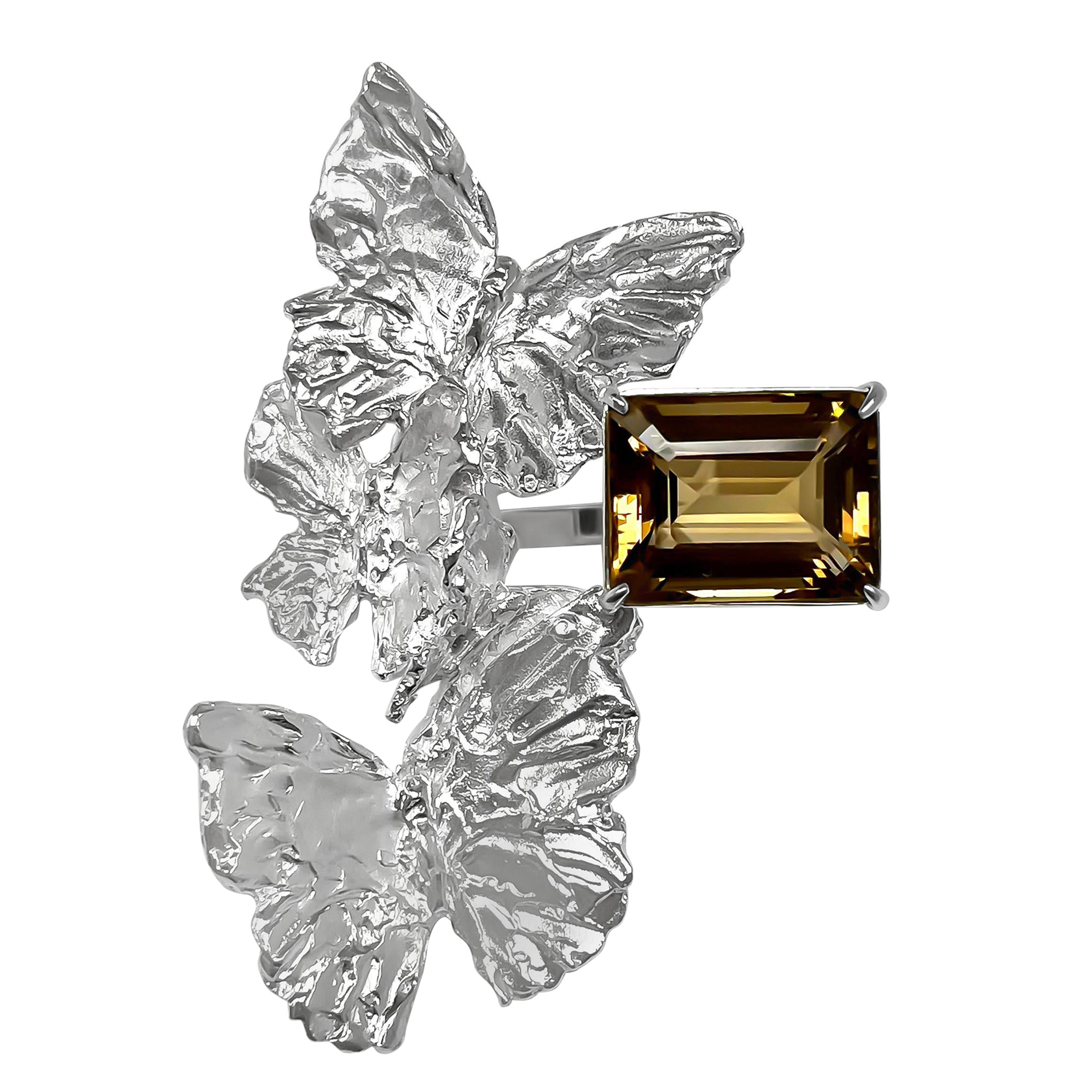 Butterfly Floating Ring in Citrine