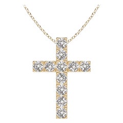 ANGARA Ciondolo a croce con diamante naturale da 1,17 carati in oro giallo 14K (I-J, I1-I2)
