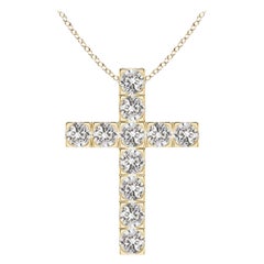 ANGARA Natural 1.75cttw Diamond Cross Pendant in 14K Yellow Gold (I-J, I1-I2)