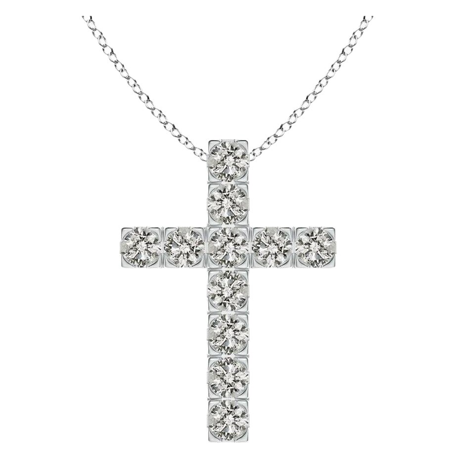 ANGARA Natural 1.17cttw Diamond Cross Pendant in 14K White Gold (Color- K, I3)