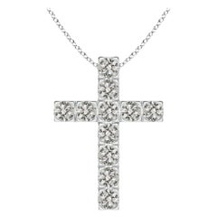 ANGARA Natural 1.75cttw Diamond Cross Pendant in 14K White Gold (Color- K, I3)