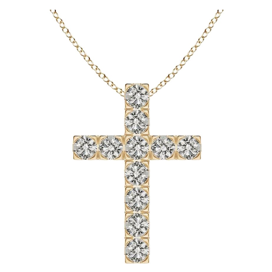 ANGARA Natural 1.17cttw Diamond Cross Pendant in 14K Yellow Gold (Color- K, I3)