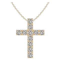 ANGARA Natural 1.17cttw Diamond Cross Pendant in 14K Yellow Gold (Color- K, I3)