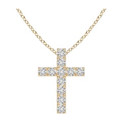 ANGARA Colgante de Cruz de Diamante Natural de 0,38ctw en Oro Amarillo de 14K (Color- H, SI2)