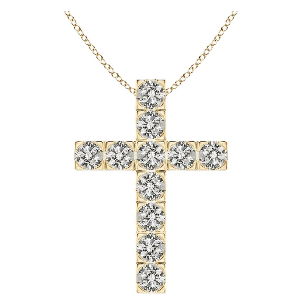 ANGARA Natural 1.75cttw Diamond Cross Pendant in 14K Yellow Gold (Color- K, I3)