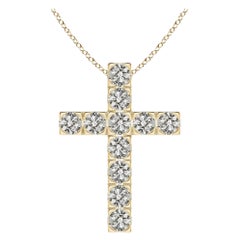 ANGARA Natural 1.75cttw Diamond Cross Pendant in 14K Yellow Gold (Color- K, I3)