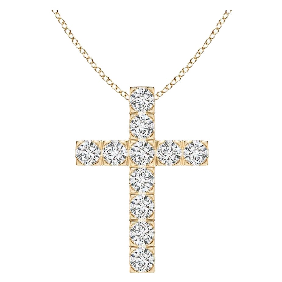 ANGARA Natural 1.17cttw Diamond Cross Pendant in 14K Yellow Gold (Color- H, SI2)