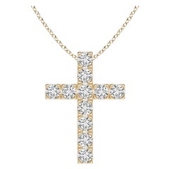 ANGARA Natural 1.17cttw Diamond Cross Pendant in 14K Yellow Gold (Color- H, SI2)