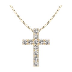 ANGARA Pendentif croix en or jaune 14K avec diamant naturel 0.38cttw (I-J, I1-I2)