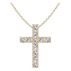 ANGARA Pendentif croix en or jaune 14 carats avec diamants naturels 0,75 carat poids total (I-J, I1-I2)