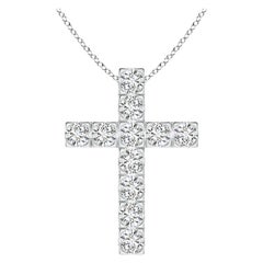 ANGARA Natural 1.75cttw Diamond Cross Pendant in Platinum (Color-H, Clarity-SI2)