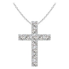 ANGARA Pendentif croix en platine avec diamant naturel de 1,17 carat poids total (couleur I-J, I1-I2)