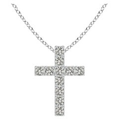 ANGARA Natural 0.38cttw Diamond Cross Pendant in Platinum (Color- K, Clarity-I3)