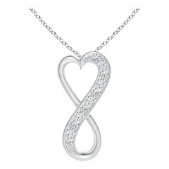 ANGARA Pendentif coeur infini en or blanc 14K avec diamant naturel 0.1cttw (G, VS2)