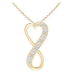 ANGARA Pendentif coeur infini en or jaune 14K avec diamant naturel 0.1cttw (G, VS2)