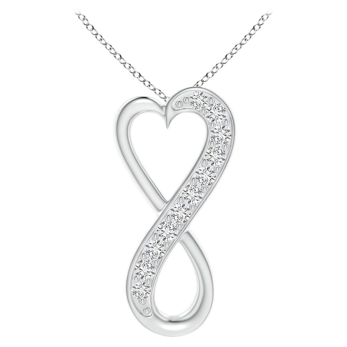 ANGARA Natural 0.2cttw Diamond Infinity Heart Pendant in 14K White Gold (H, SI2)