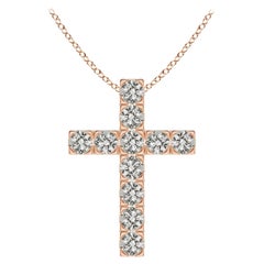 ANGARA Pendentif croix en or rose 14K avec diamant naturel de 1.17cttw (Couleur- K, I3)