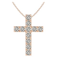 ANGARA Natural 1.75cttw Diamond Cross Pendant in 14K Rose Gold (Color- K, I3)