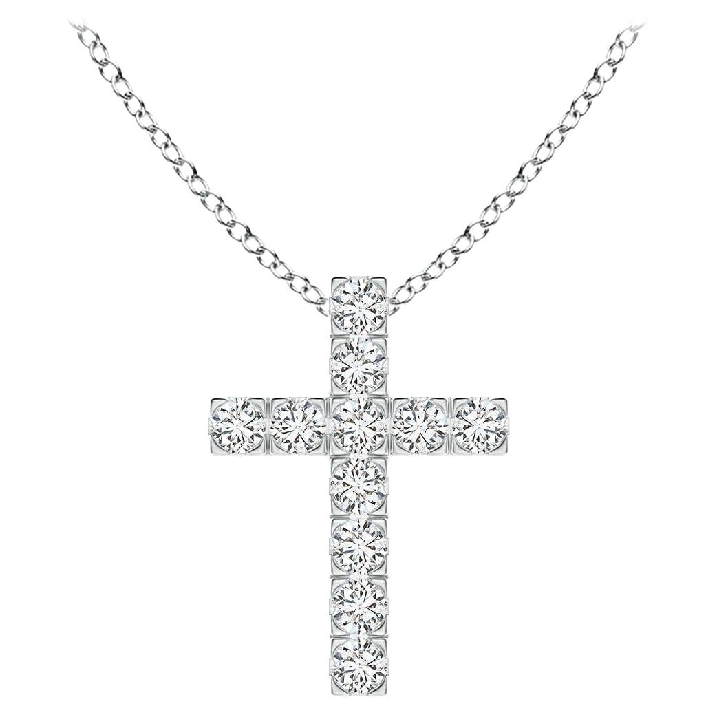ANGARA Natural 0.38cttw Diamond Cross Pendant in 14K White Gold (Color- H, SI2)