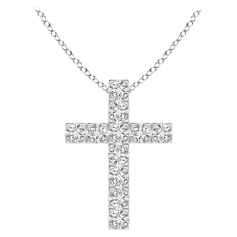 ANGARA Natural 0.75cttw Diamond Cross Pendant in 14K White Gold (Color- H, SI2)