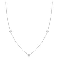Natural Round 0.33cttw Diamond Chain Necklace in 14K White Gold (Color- H, SI2)
