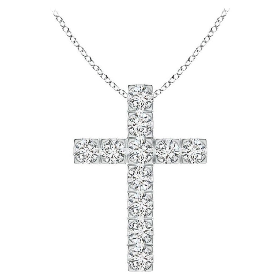 ANGARA Natural 1.17cttw Diamond Cross Pendant in 14K White Gold (Color- H, SI2)