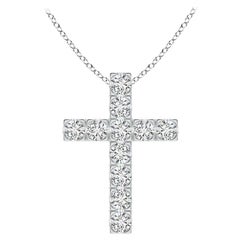 ANGARA Natural 1.17cttw Diamond Cross Pendant in 14K White Gold (Color- H, SI2)